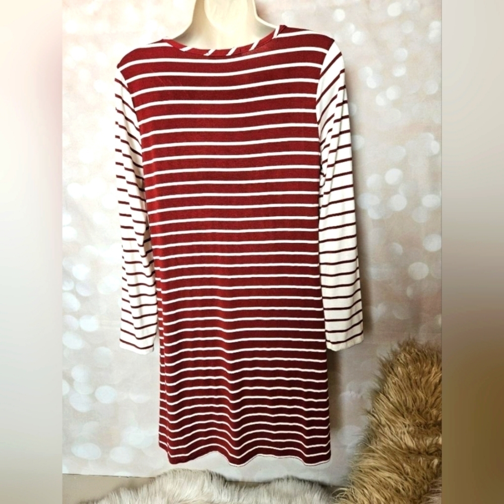Loveapella | Striped Knit Swing Style Dress - Picture 3 of 8